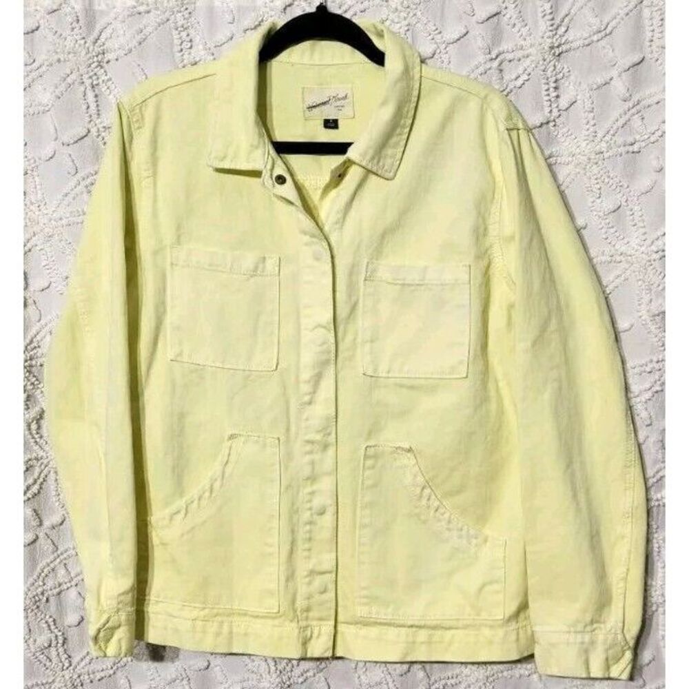 Universal Thread Neon Yellow Denim‎ Jacket Womens M Utility Mid Length Tie Dye